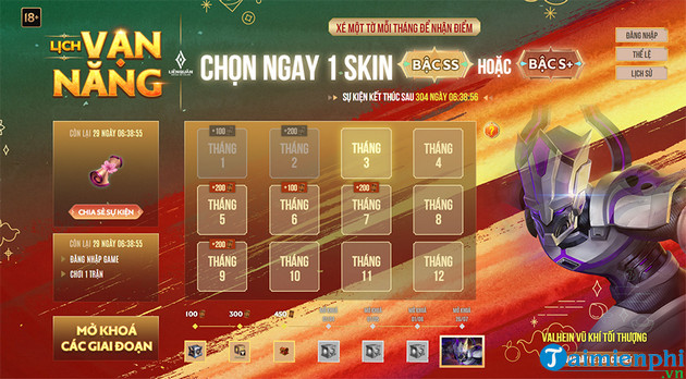 Sự kiện nhận skin Liên Quân tháng 12