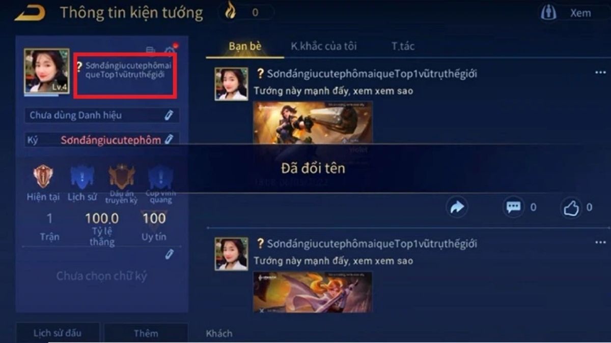Các bước đổi tên nhân vật
